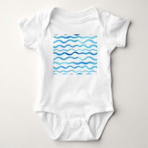 Body Vagues Aquarelle : bleu turquoise sans joint.