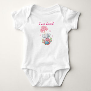 Body Vêtement bébé éléphant rose mignon Je suis aimé
