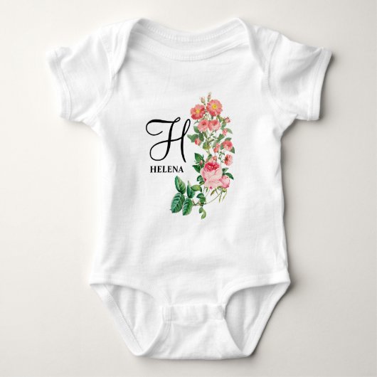 Body Vintage Floral Botanique Customisé Monogramme (Devant)