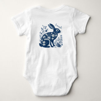 Body Vintage Floral Victorian Navy Blue Easter Bunny 