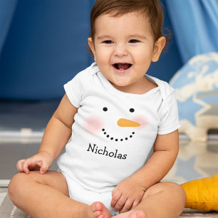 Body Visage de Bonhomme de Neige Heureux Nom d'Enfant P
