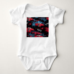 Body Voitures abstraites, motif grunge enfantin.