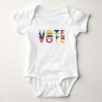 Votez bébé moderne en rose, bleu et jaune