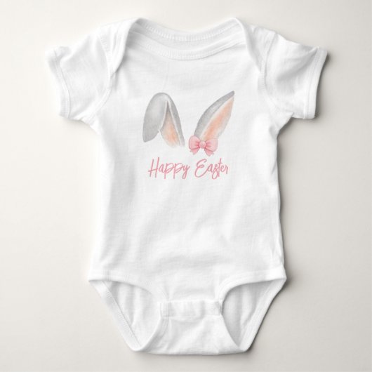 Body Watercolor Easter Rabbit Ears with Pink Bow Spring (Devant)