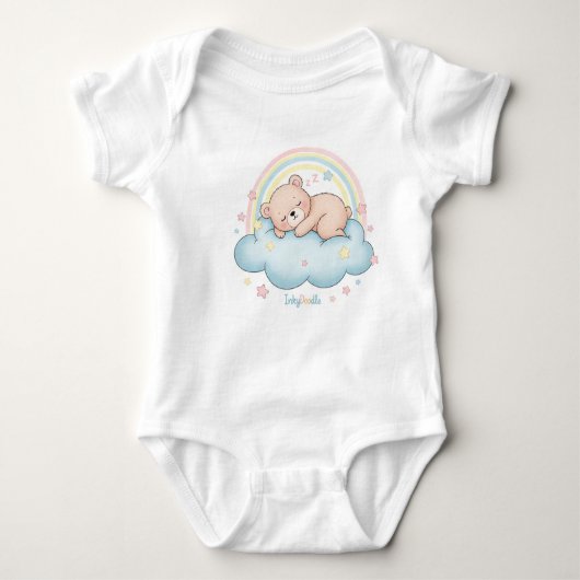 Body Whimsical Sleeping Bear on Cloud Baby Bodysuit (Devant)