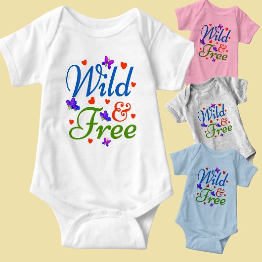 Body Wild & Free, Vert Bleu avec Coeurs rouges,