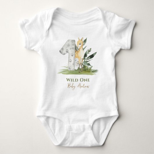 Body Wild One Baby Deer Forest Thème 1er anniversaire (Devant)