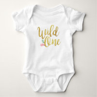 Wild one Bébé anniversaire Fille bodysuit Or chemi