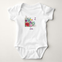 Z Zoe Personnaliser Nom initial, Fleurs Roses