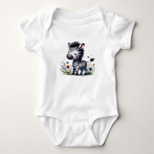 Body Zèbre bébé Kawaii avec des fleurs Animal adorabl