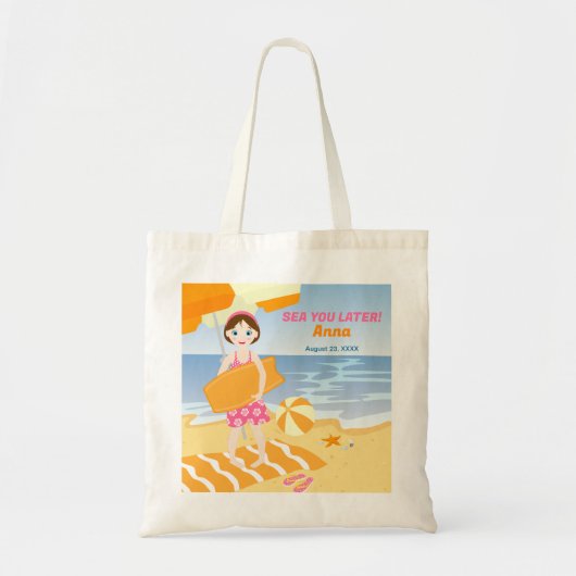 Bodyboard meisje leuk strand verjaardagsfeest tote bag (Voorkant)