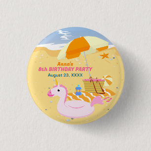 Bodyboard meisje leuk strand verjaardagsfeestje ronde button 3,2 cm