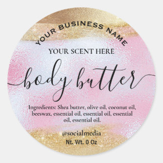 Bodyboter etiketten in goud en holografisch roze