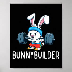Bodybuilder Bunny Easter Bunnybuilder Fitness Gym Poster