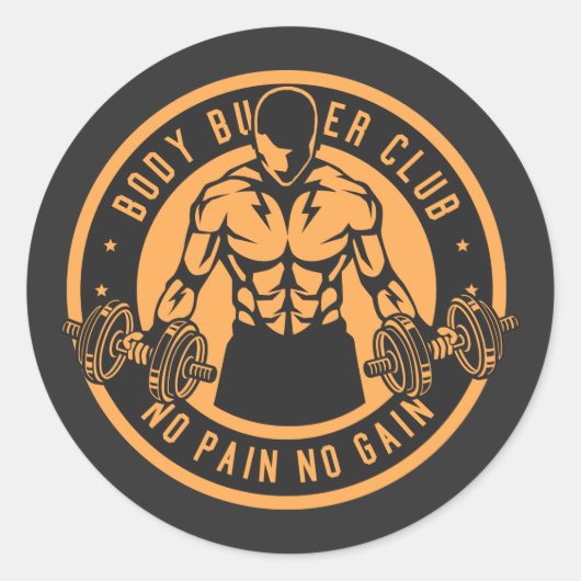 Bodybuilder Club Ronde Sticker (Voorkant)