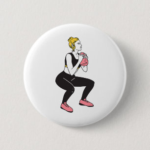 Bodybuilder Leg Day Meisje Kettlebells Fitness Lic Ronde Button 5,7 Cm