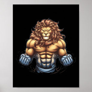 Bodybuilder Lion Lover Gym Draag Fitness Workout B Poster