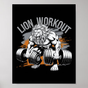 Bodybuilder Lion Lover Gym Draag Fitness Workout B Poster