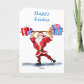 Bodybuilder Père Noël avec cadeau amusant carte d' (Dos)