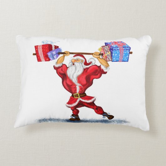 Bodybuilder Père Noël Funny Coussin de Noël (Dos)
