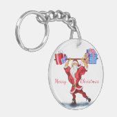 Bodybuilder Santa Christmas Sleutelhanger (Voorkant Links)