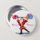 Bodybuilder Santa Claus kerstcadeautjes Button (Voorkant /achterkant)