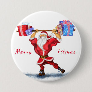 Bodybuilder Santa Claus kerstcadeautjes Button