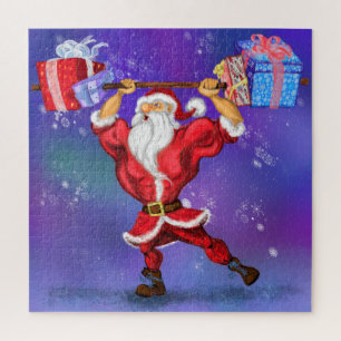 Bodybuilder Santa Claus met kerstcadeautjes - Fun Legpuzzel