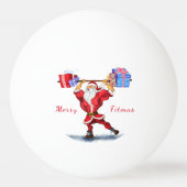 Bodybuilder Santa Claus met kerstcadeautjes - Fun Pingpongballen (Achterkant)
