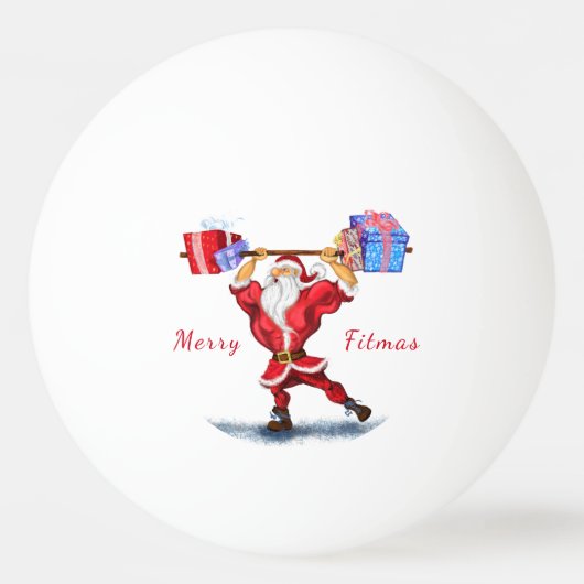 Bodybuilder Santa Claus met kerstcadeautjes - Fun Pingpongballen (Voorkant)