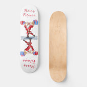 Bodybuilder Santa Claus met kerstcadeautjes - Fun Skateboard (Voorkant)