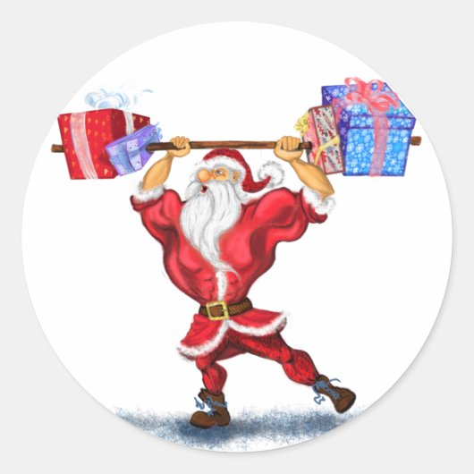 Bodybuilder Santa Funny Christmas Gift Sticker (Voorkant)