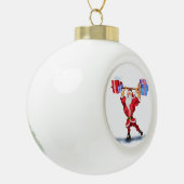 Bodybuilder Santa Funny Kerstversiering Keramische Bal Ornament (Links)