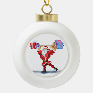 Bodybuilder Santa Funny Kerstversiering Keramische Bal Ornament