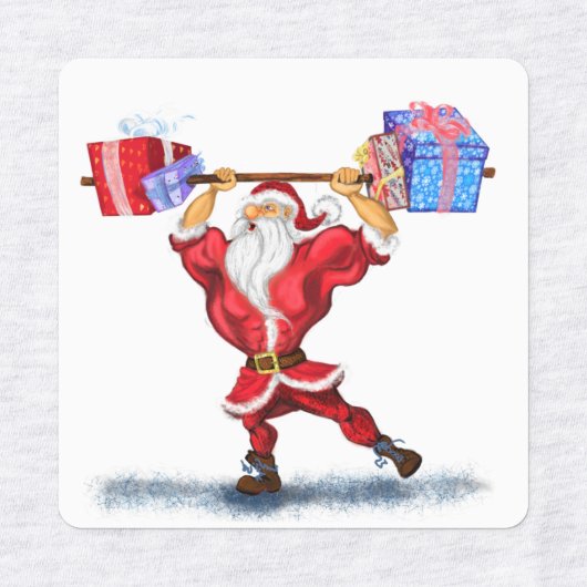 Bodybuilder Santa Gift Grappige Kerstmis Labels (Design 3)