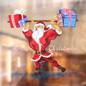 Bodybuilder Santa Grappig Kerst Venster Cling Raamsticker (Vel 2)
