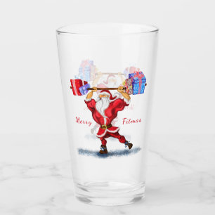 Bodybuilder Santa Grappig Kerstglas Glas