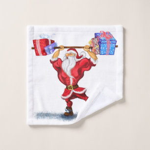 Bodybuilder Santa Grappig Kerstmis Badhanddoek Set Bad Handdoek
