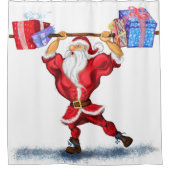 Bodybuilder Santa Grappig Kerstmis Douche Gordijn (Voorkant)