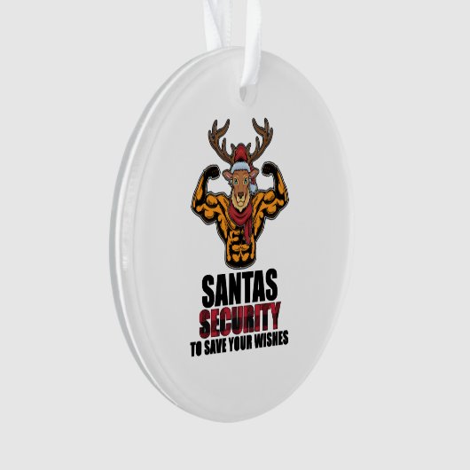 Bodybuilder Weiglifter Gym Musea Santa Security Ornament (voorkant)