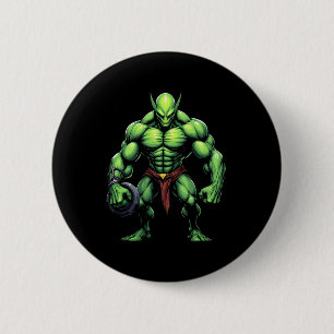 Bodybuilding Alien T-shirt Funny Gym Design Ufo Ge Ronde Button 5,7 Cm