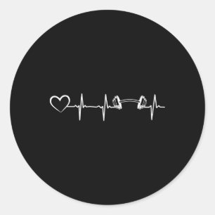 Bodybuilding Dumbbell Heartbeat Heart Gym Bodybuil Ronde Sticker