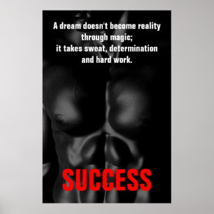 Bodybuilding Fitness Inspirerend zwart-wit Poster