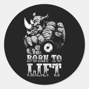 Bodybuilding Gym Fitness Training Spier Rhino Gif Ronde Sticker