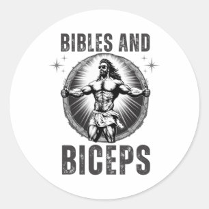 Bodybuilding Jezus Fitness Bijbels En Biceps Grapp Ronde Sticker