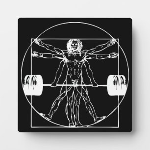 Bodybuilding - Vitruvian Barbell Man Fotoplaat