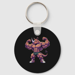 Bodybuilding Workout Gym Mannen Zak Rhino Met Spie Sleutelhanger