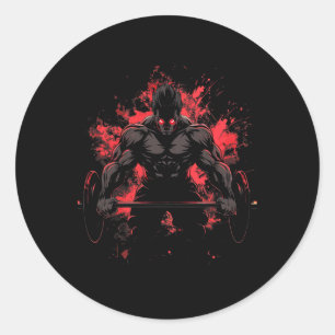 Bodybuilding Workout Spier Powerlifting Anime Mann Ronde Sticker
