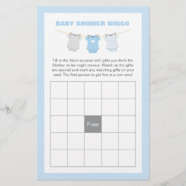 Bodysuit Baby shower Bingo Game Kaart - blauw