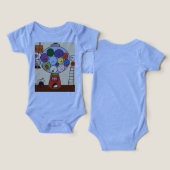 "Bodysuit Bébé Bleu avec ballons colorés Illustra (Design Recto & Verso)
